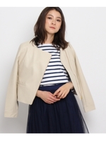 ノーカラーライダースジャケット/ライトグレー(011)