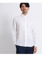 リネンヘリンボーンホリゾンタルカラーシャツ[ メンズ シャツ ]/ホワイト(003)