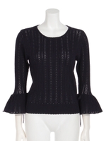 透かし編みフレアスリーブＰＯ/ネービーブルー