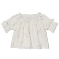 【30%OFF】【キッズサイズ向け】フレアギャザー花刺しゅうコットンブラウス