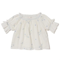 【30%OFF】【キッズサイズ向け】フレアギャザー花刺しゅうコットンブラウス