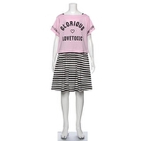 ロゴTシャツ×ボーダーワンピースセット