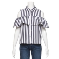 肩開きフリルつきシャツ