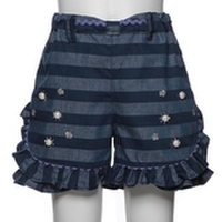 刺しゅう入りボーダー柄ショートパンツ