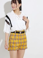 WEGO/ベルトチェックショートパンツ