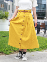 チノ前ボタンタックミディスカート
