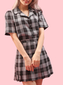 WC/チェックショート開襟シャツ
