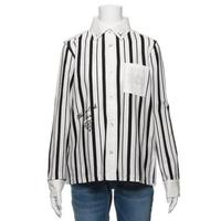 【50%OFF】【ニコ☆プチ掲載】ストライプカットソー×無地切り替えシャツ