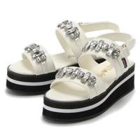 【50%OFF】ビジューつき厚底サンダル