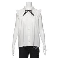 【50%OFF】リボンつきヨークレースノースリーブブラウス