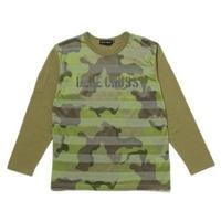 【50%OFF】切替ボーダーロゴ入りTシャツ