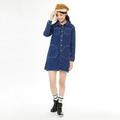【30%OFF】フェイクファーティペットつきデニムシャツワンピース