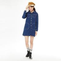 【30%OFF】フェイクファーティペットつきデニムシャツワンピース