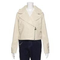 【50%OFF】フェイクレザーフリルライダースジャケット