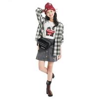 袖ラインチェックシャツパーカ