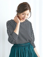 2wayボーダーカットソー/ブラック柄