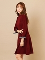 7分リボンニットワンピース/レッド