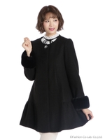 BACKスピンドルギャザーヘムコート/ブラック