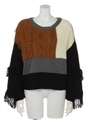 CONTRAST LINE COMBI KNIT/GRY