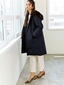 CS ポリエステルフード　ロング　ダウン　コート/NAVY