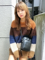 FAKE FUR BORDER KNIT/CML