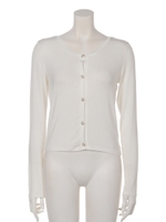 Fパールボタンカラーショートカーデ/WHT