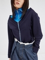 HIGH NECK ZIP-UP JUMPER/NAVY