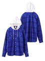 HOODED PLAID SHIRT/ブルー