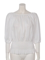 SMOCKING SQUARE N/C TOPS/O/WHT