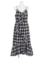 TWINCHECK FRANNEL STRAP DRESS/M/NVY