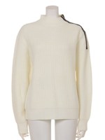 ZIP LINE KNIT TOP/WHT