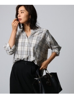 [L]トレノチェックワイドシャツ/ライトベージュ(251)