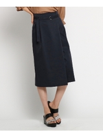 [L]ベルトリボン付ワイドストレッチガウチョ/ネイビー(093)