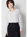 [ウォッシャブル]ストライププリントブラウス/ホワイトストライプ1(031)
