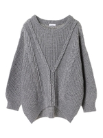 ・titivateケーブルニットプルオーバー/杢グレー