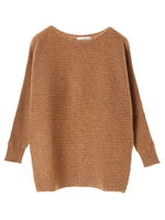 ・・畦編ドルマンニットチュニック/ベージュ