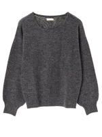 ・クルーネックモチモチニットプルオーバー/杢グレー