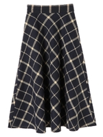 ・バイヤスチェックフレアスカート/ベージュ