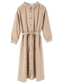 ・リボンベルト付シャツワンピース/ベージュ