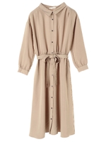 ・リボンベルト付シャツワンピース/ベージュ