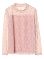 ・レースハイネックプルオーバー/ピンク
