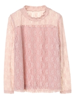 ・レースハイネックプルオーバー/ピンク