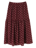 ・花柄ティアードスカート/ボルドー