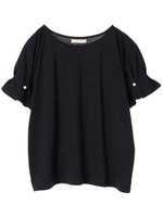 ・袖パールカットプルオーバー/ネイビー