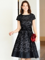 シアーマテリアル美シルエットワンピース(7号〜13号)/ブラック(B)