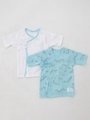 [ベビー・セット商品]ヤギプリント短肌着2枚セット/ブルー