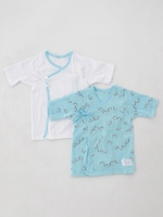 [ベビー・セット商品]ヤギプリント短肌着2枚セット/ブルー