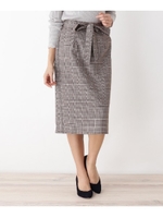 【42(LL)WEB限定サイズ・洗える】ベルテッドナロースカート/ブラウン(242)