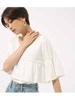 【AZUL BY MOUSSY】2WAYフリル半袖プルオーバー/WHT