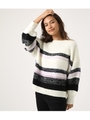 【AZUL BY MOUSSY】Mixyarnマルチボーダープルオーバー/柄WHT